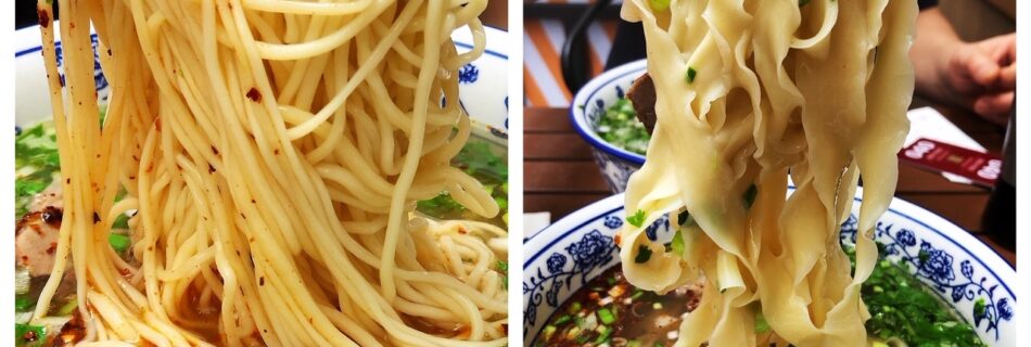 上海• 麺の太さを選ぶ！細麺（左）と寛麺